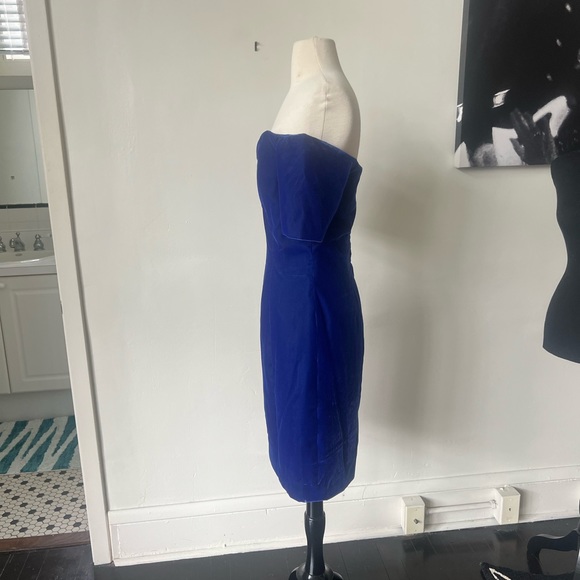 Vintage Off the Shoulder Blue Velvet Mini Dress 1990’s Velvet Dress - Picture 5 of 7